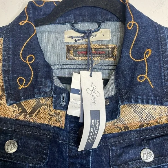 Lola Jeans | Women’s Dark Wash Western Snake Skin Print Details Size Small NWT - Picture 5 of 6